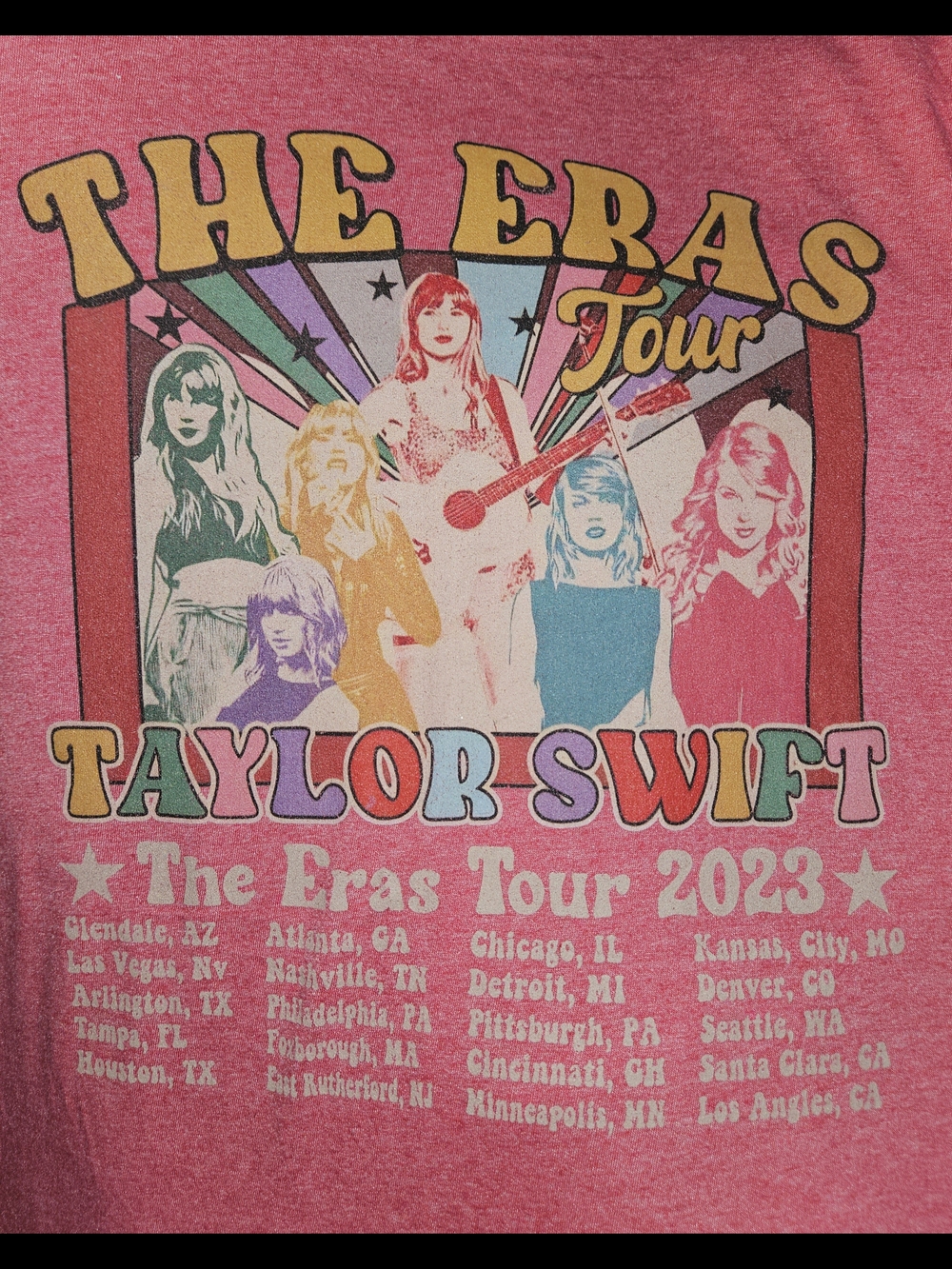 Taylor Swift Pink Multicolor Eras Tour Graphic Tee